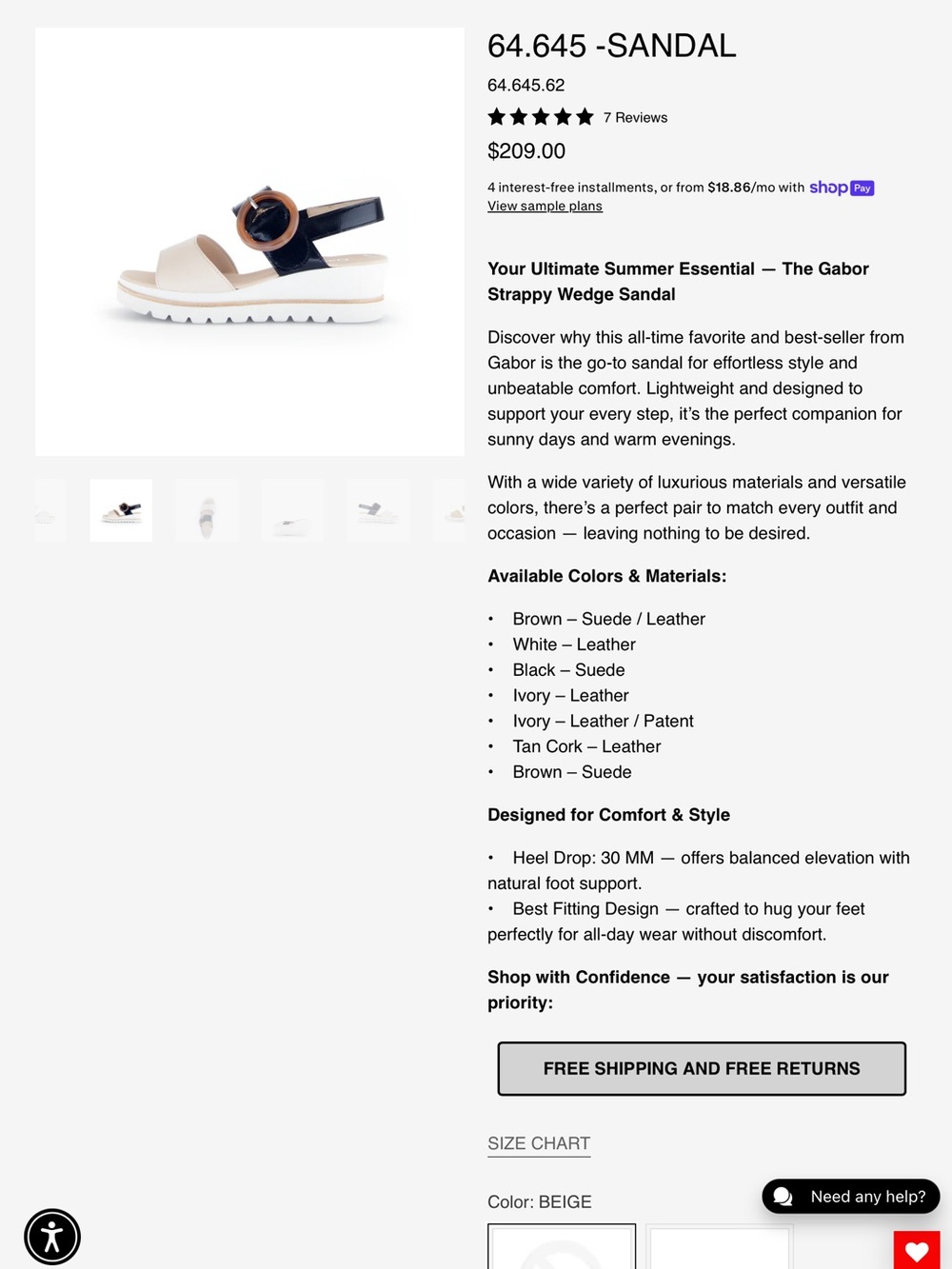 GABOR Freya Wedge Platform Sandal Beige with Black Patent Size UK 6.5 | US 9 - Picture 3 of 17